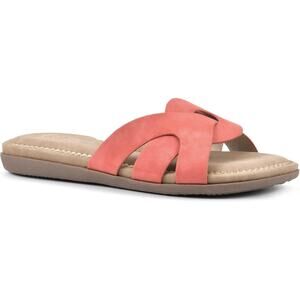 Cliffs By White Mountain Women's Fortunate Slide Sandal, Red/Sueded Size 7M